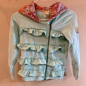 Matilda Jane full zip jacket. Hoodie. Ruffle shirt size 10